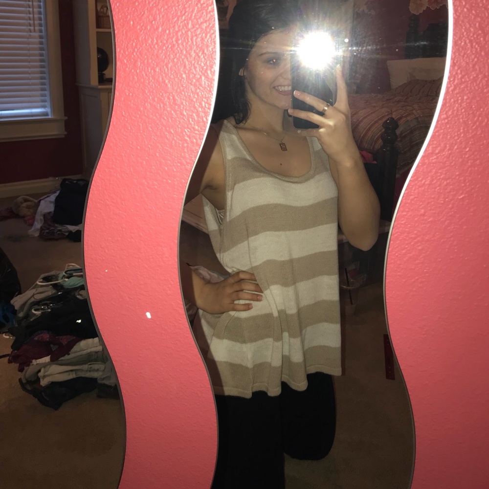Tan and white stripped tank top